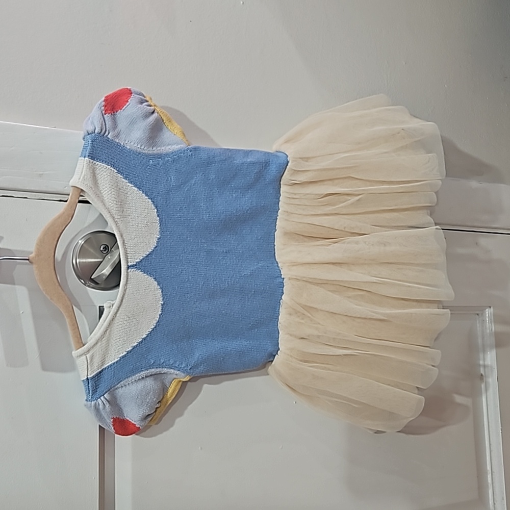 Snow White Blue and Cream Kids Casual Dress